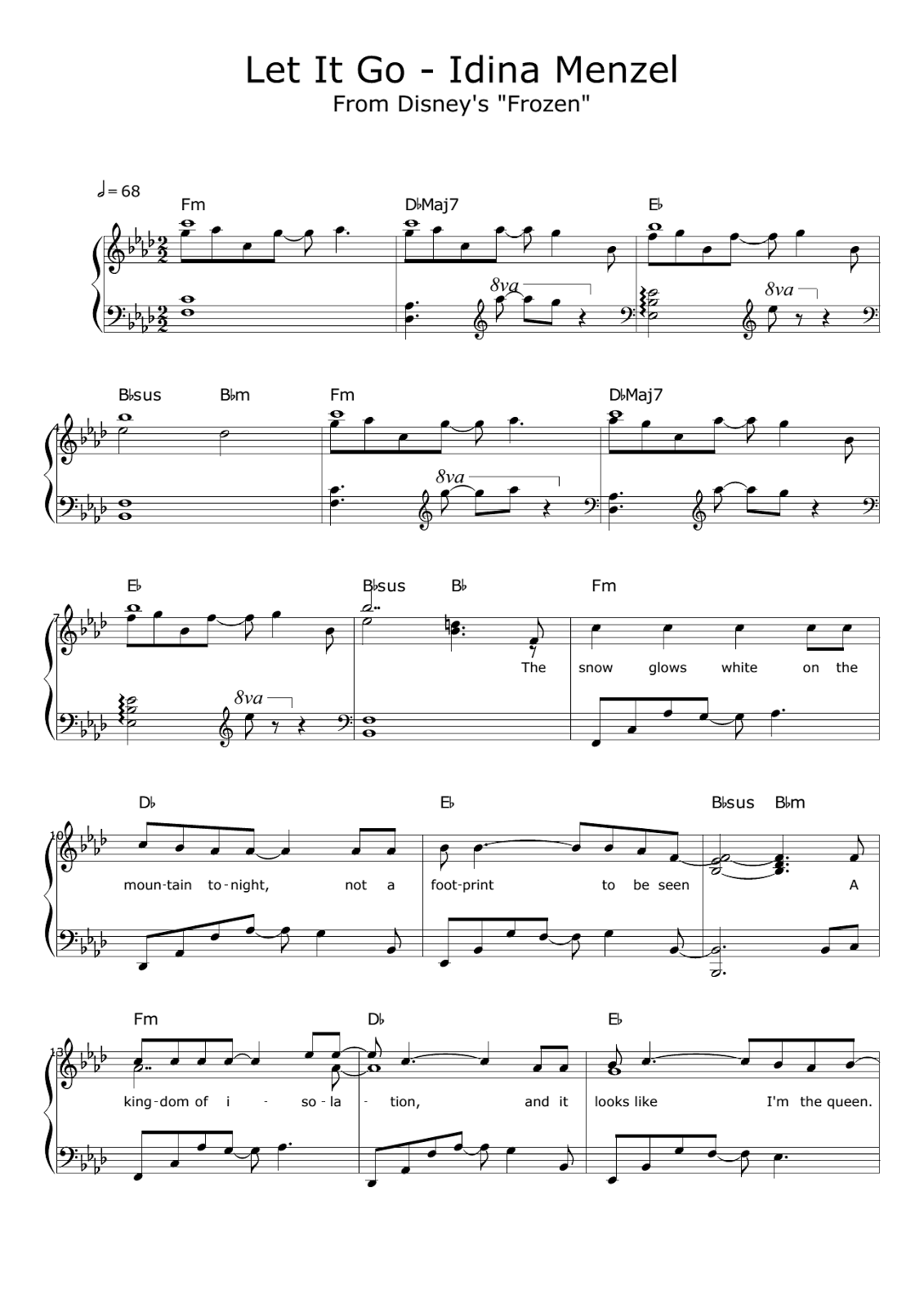 Do You Want to Build a Snowman Sheet Music Frozen PDF Free Download